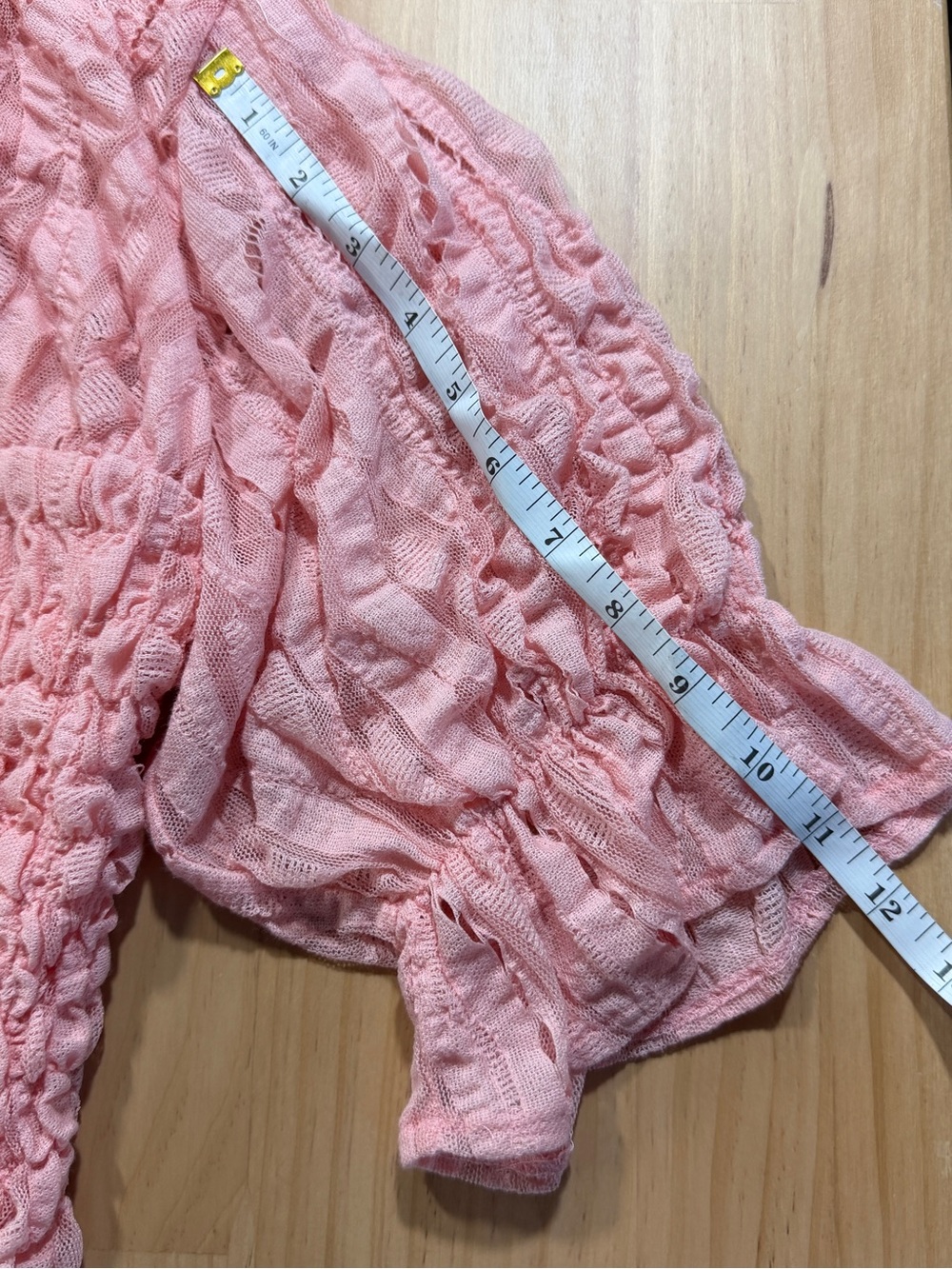 Free People Blush Pink Smocked Lace-Panel Blouse B7 - Picture 4 of 6